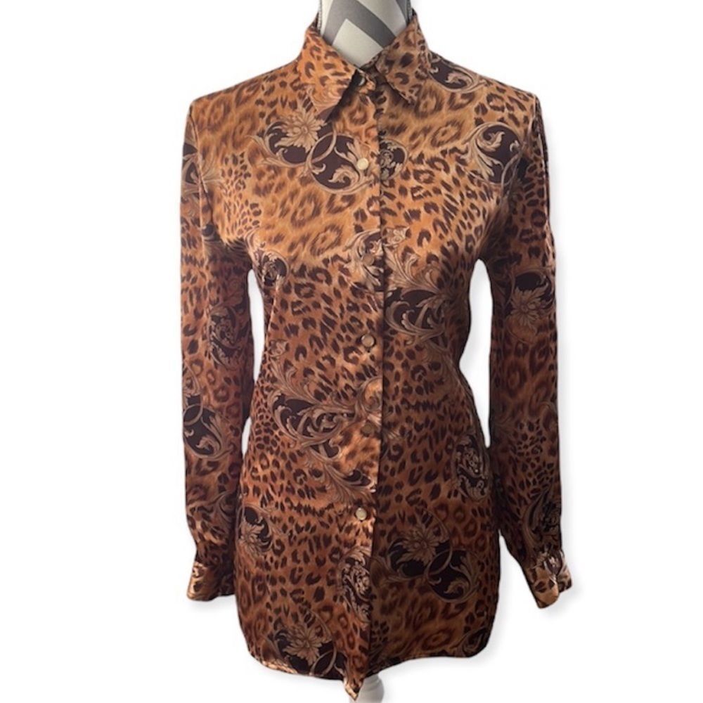 Cheetah Print Button Down Blouse - image 1